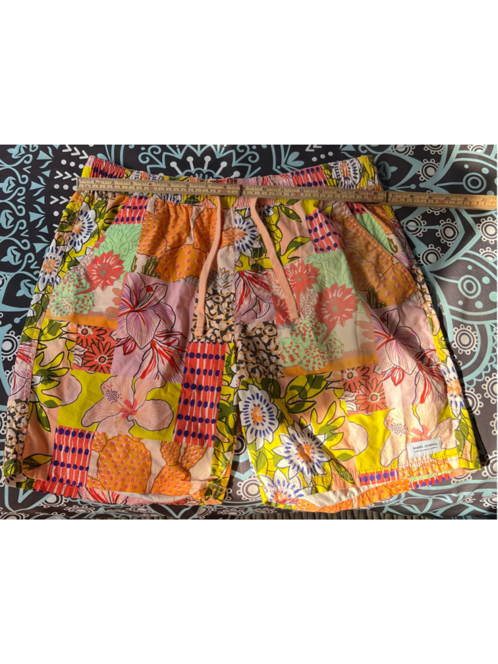 Men's Banks Journal Swim Trunks Size L Multi-color Patchwork Floral